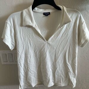 Splendid Cream Collared Women's Tee